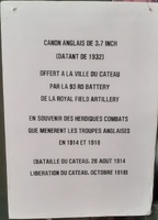Canon anglais offert par le 93 RD Battery lors de la libération de la ville en 1918
